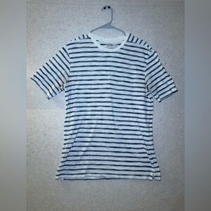 Mango MNG Men's Black and White Stripe Striped Short Sleeve Tshirt, Size S